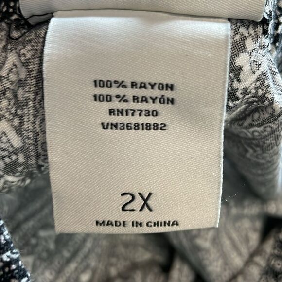 AVA & VIV Boho Pull Up wide leg pants 2X black & white - Picture 9 of 12